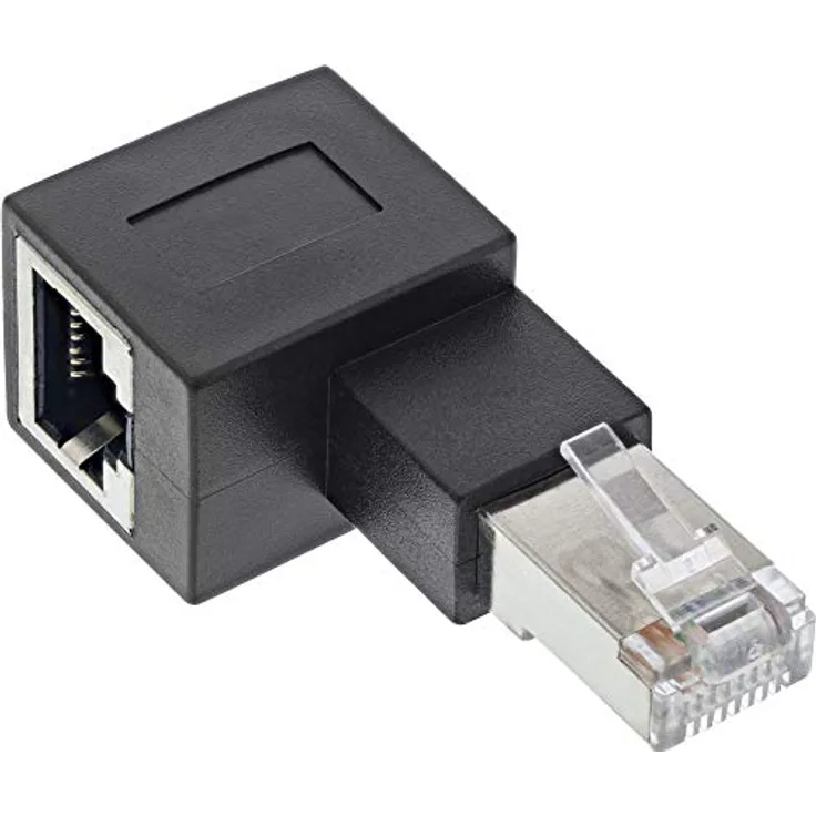 InLine RJ45 Adapter Cat.6A, RJ45 Stecker-Buchse, 90° nach Links gewinkelt