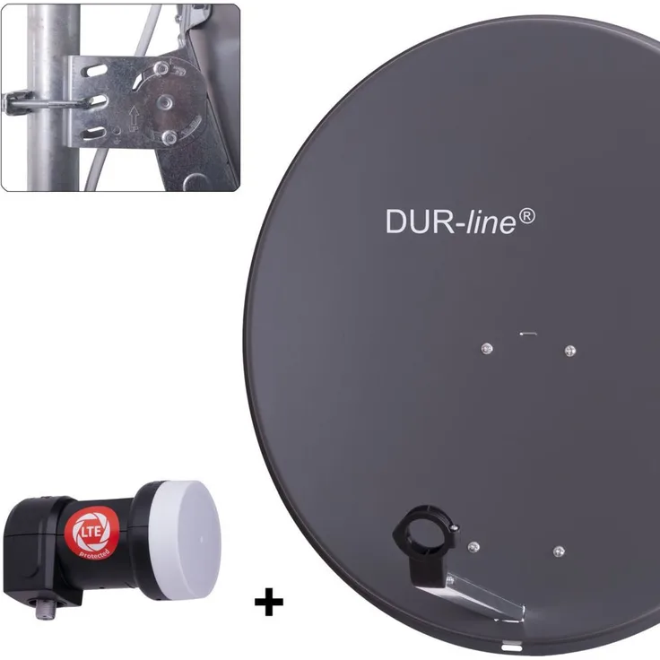 DUR-line MDA 80 Satellitenschüssel anthrazit + Single LNB