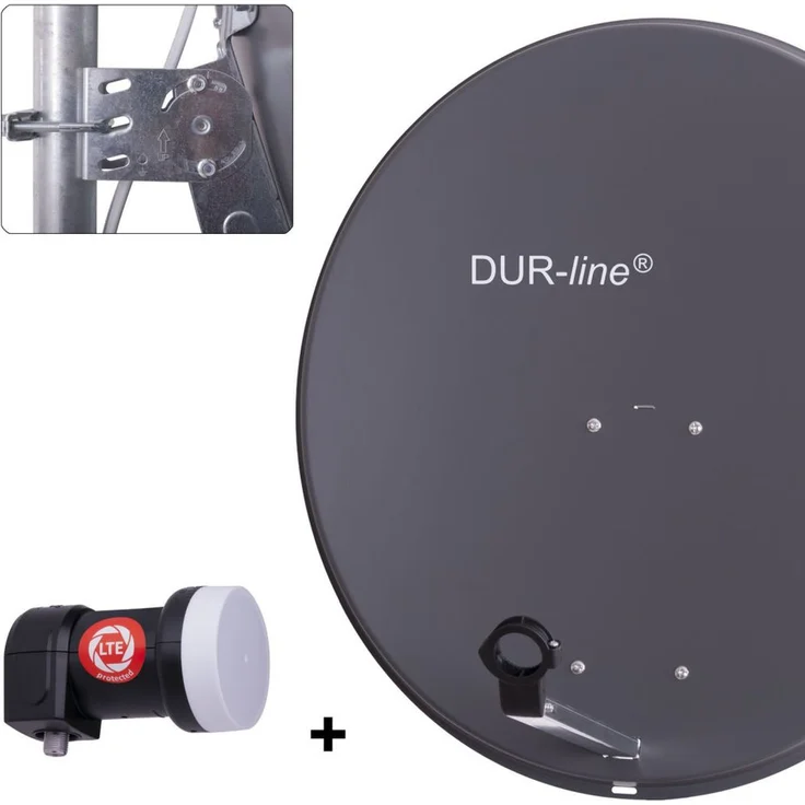 DUR-line MDA 80 Satellitenschüssel anthrazit + Single LNB