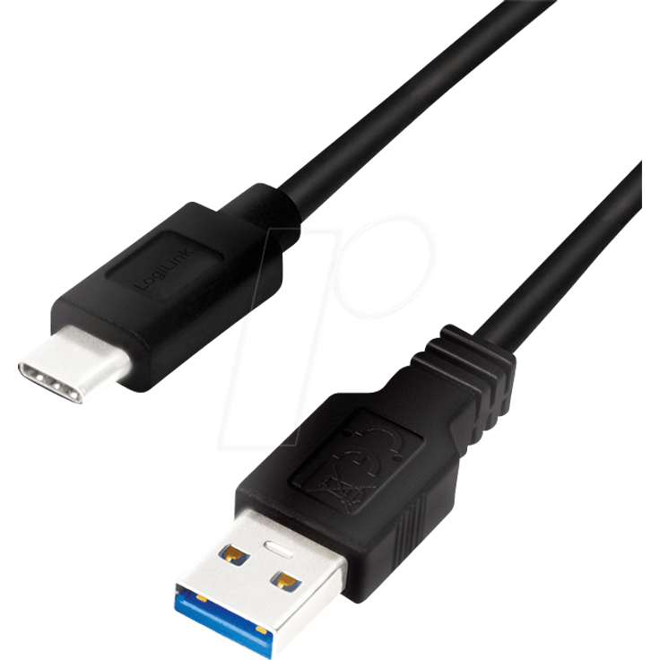 LogiLink CU0168 - USB 3.2 Gen 1x1 Anschlusskabel, USB-A zu USB-C, Schwarz, 1m
