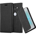 cadorabo Hülle für Sony Xperia XZ2 COMPACT in NACHT SCHWARZ Handyhülle mit Magnetverschluss, Standfunktion und Kartenfach Case Cover Schutzhülle Etui Tasche Book Klapp Style