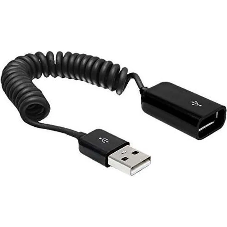 DeLOCK - USB-Verlängerungskabel - USB Typ A, 4-polig (M) - USB Typ A, 4-polig (W) - 60cm - aufgespult - Schwarz (83163)