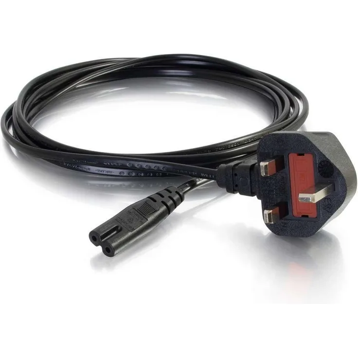 C2G 80612 - Stromkabel (2 m, Male Connector-Male Connector, Netzstecker Typ G, C7-Koppler, 250 V, Schwarz)