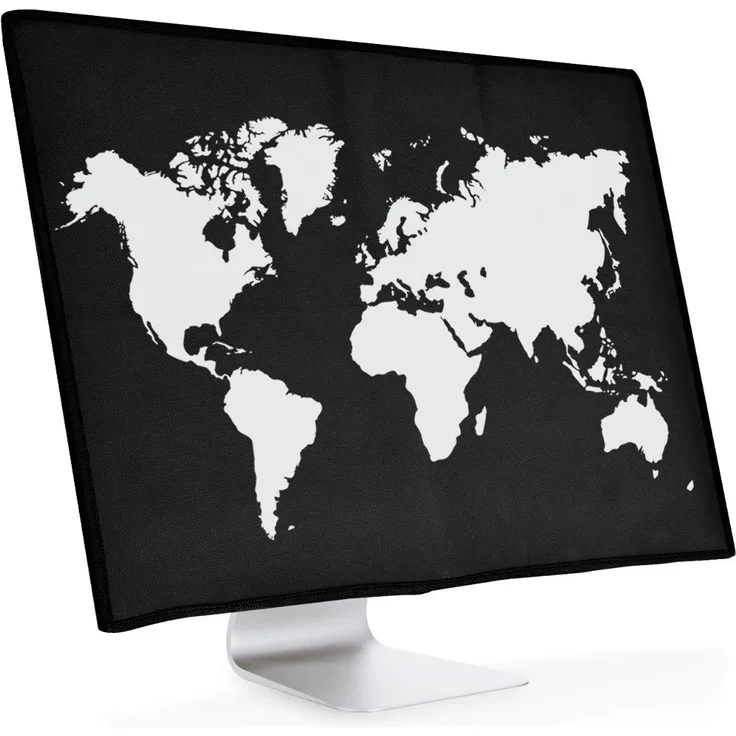 kwmobile Hülle kompatibel mit 24-26'' Monitor - PC Bildschirm Schutzhülle - Computer Cover Case Travel Umriss Weiß Schwarz