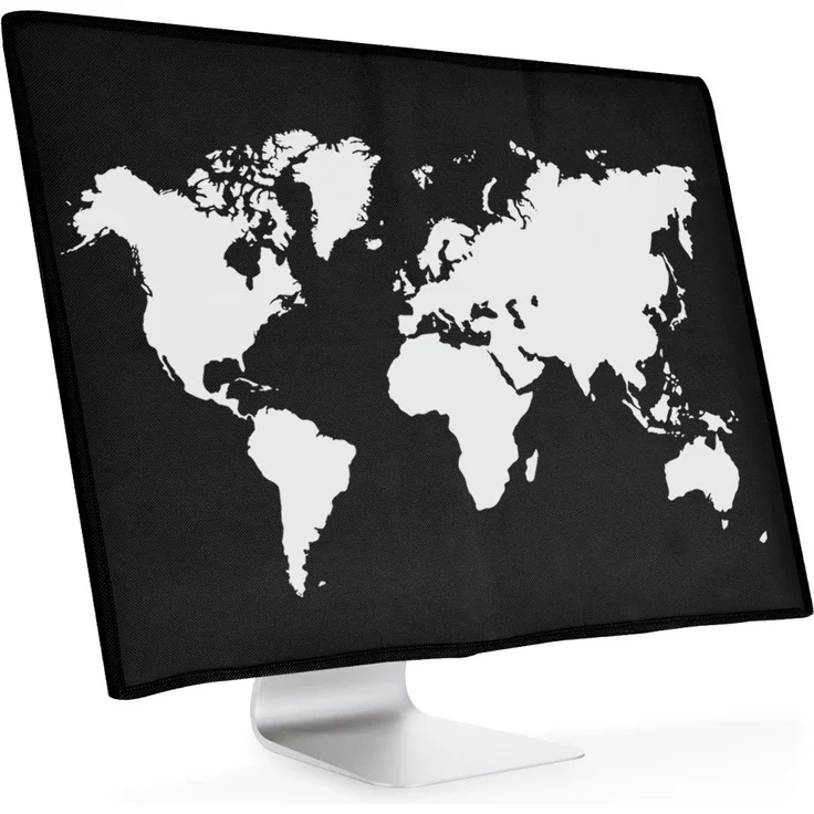 kwmobile Hülle kompatibel mit 24-26'' Monitor - PC Bildschirm Schutzhülle - Computer Cover Case Travel Umriss Weiß Schwarz