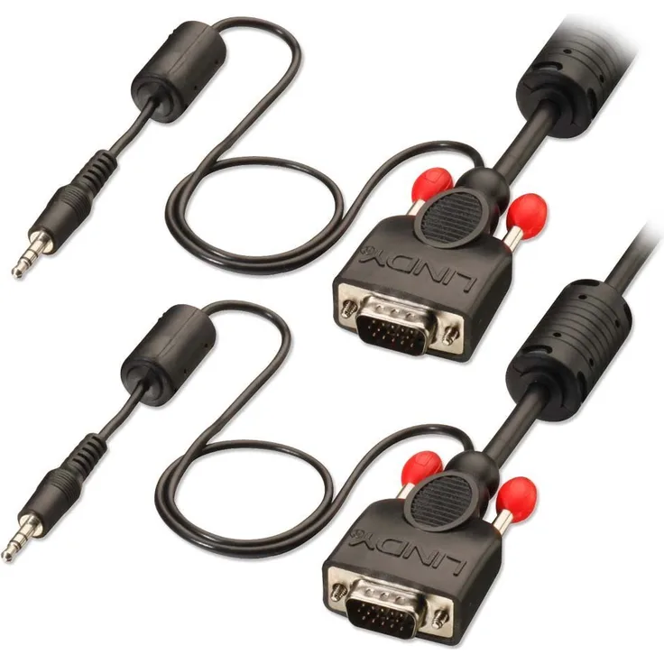 Lindy Premium - VGA- / Audiokabel - HD-15, Mini-Phone Stereo 3,5 mm (M) - HD-15, Mini-Phone Stereo 3,5 mm (M) - 10,0m - geformt - Schwarz (37303)