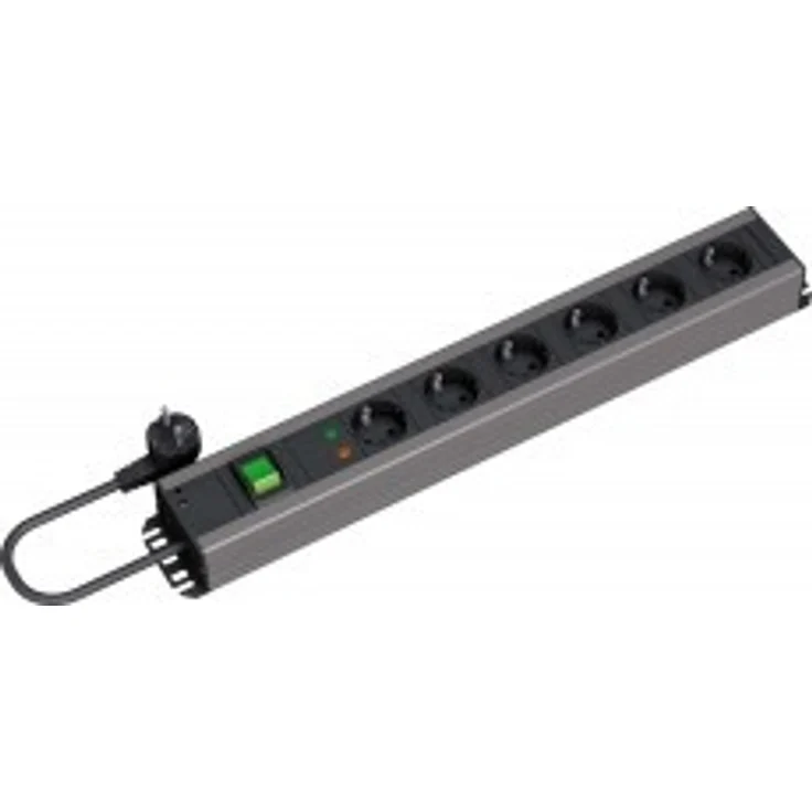 Bachmann 300.011 HANDWERKERLEISTE mit Steckdosenabstand 15mm mit 6xSchutzkonaktsteckdosen mit Schalter und Überspannungsschutz, Zuleitung 2,0m, Schwarz – Bild 1