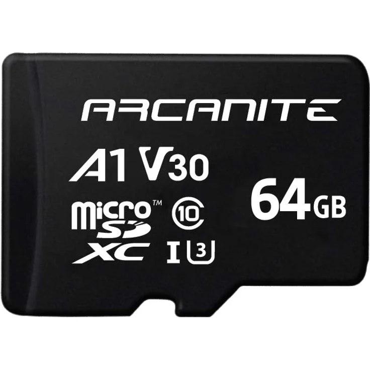 ARCANITE 64 GB microSDXC-Speicherkarte mit Adapter - UHS-I U3, A1, V30, 4K, C10, microSD, Lesegeschwindigkeiten von bis zu 90 MB-s. – Bild 1