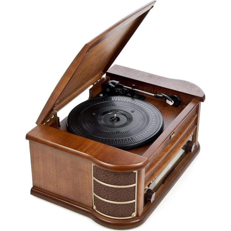 Dual NR 4 Nostalgie Musikanlage mit Plattenspieler (UKW-Tuner, MW-Radio, CD-RW, MP3, USB, Kassette, Aux-In) braun – Bild 5