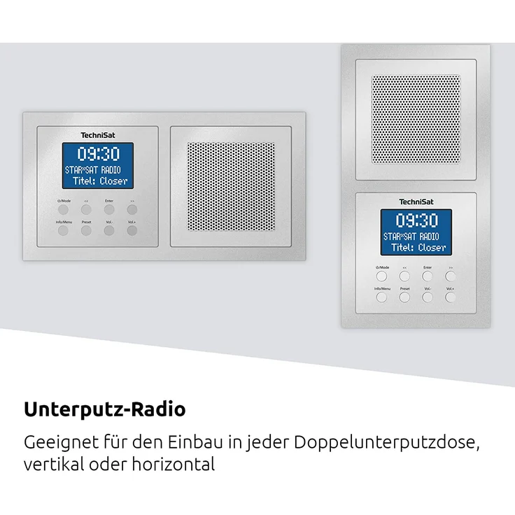 TechniSat DIGITRADIO UP 1 Unterputz-Radio mit Bluetooth, LCD-Display, spritzwassergeschützt, Wecker, silber – Bild 2