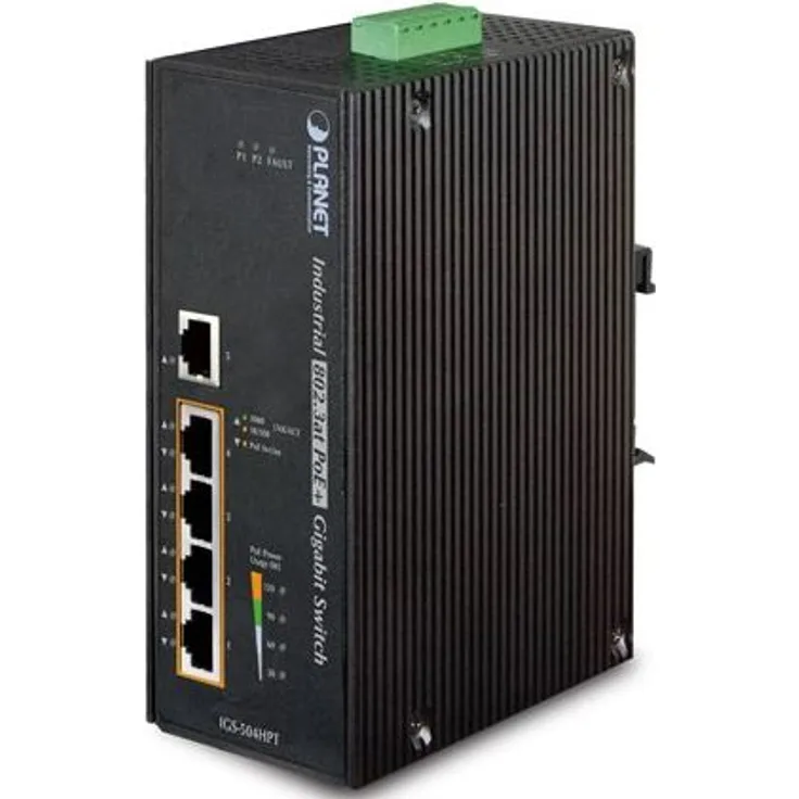 Planet Industrie-Switch 4-Port IEEE 802.3af - 802.3at PoE Injektor Aluminium Metall Gehäuse