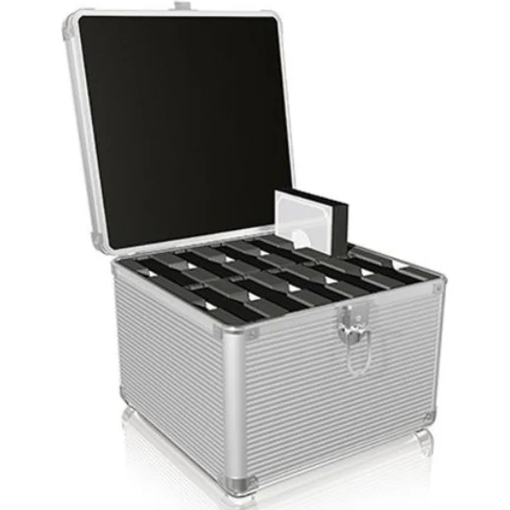 Icy Box IB-AC628 Kunststoff-Schutzkoffer für 10x 2,5''-3,5'' Laufwerke inkl. Schutz gegen statische Aufladung und Stöße (silber)