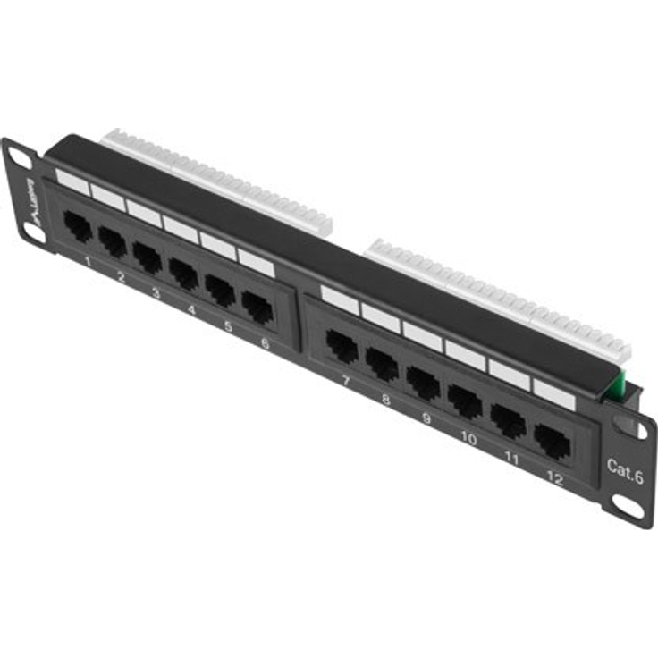 lanberg Patch Panel 10'', 12 Ports 1U, CAT.6, schwarz
