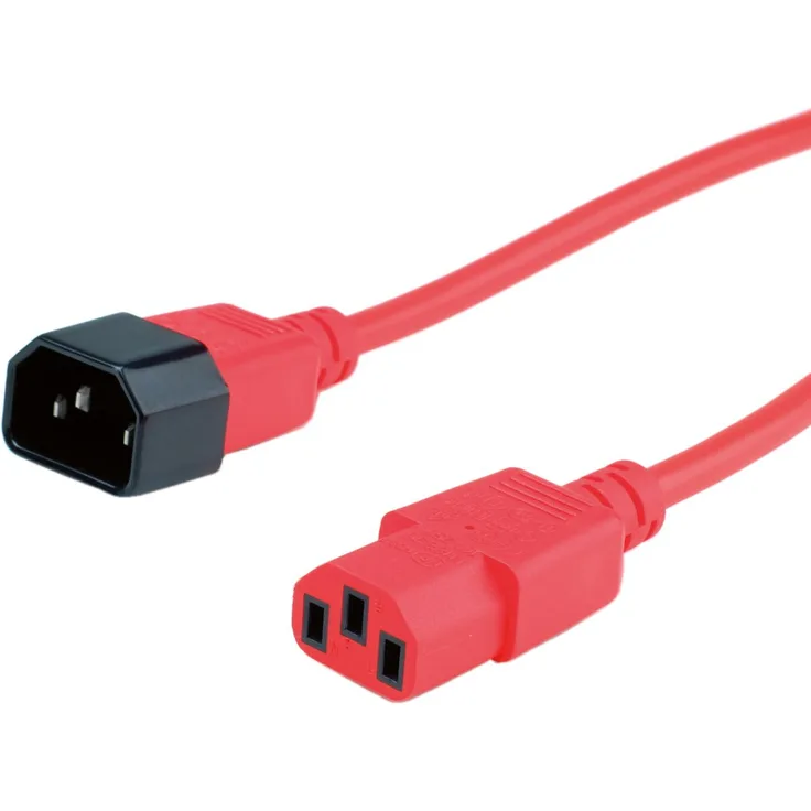 ROLINE Strom-Kabel mit Kaltegerätstecker | IEC320 C14 Stecker - C 13 Buchse Rot 1,8 m