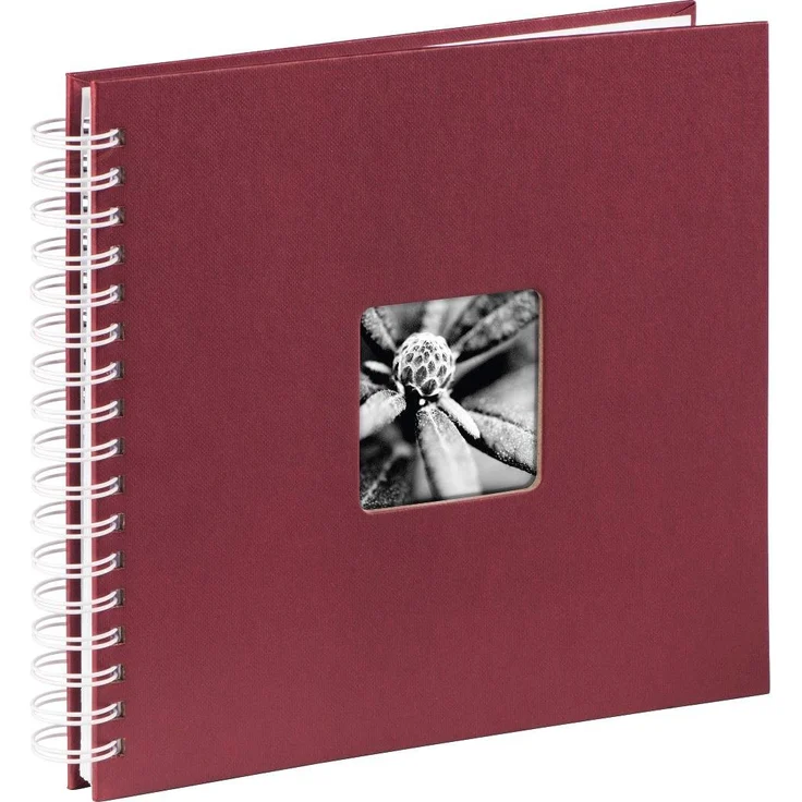 Hama Fotoalbum, 28 x 24 cm, 50 weiße Seiten, 25 Blatt, mit Ausschnitt für Bildeinschub, Fotobuch bordeaux – Bild 1