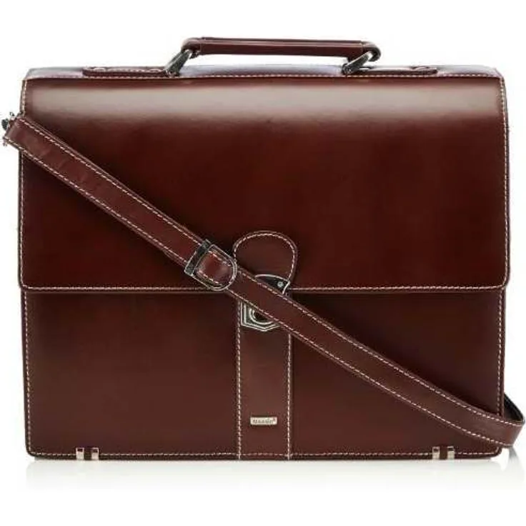 Alassio 47022 - Aktentasche MONACO, aus pflanzlich gegerbtem Leder, ca. 38,5 x 31,5 x 15 cm, dunkelbraun-antik