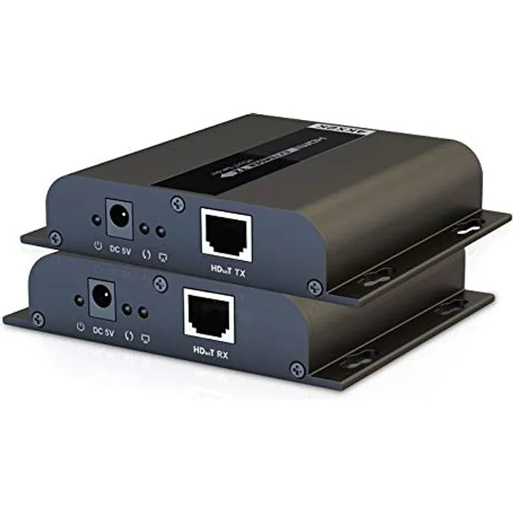 PremiumCord 4K HDMI Extender für 120m über LAN, IP, HDBitT, Metallgehäuse, LED Status, Kompatibel mit 4K30Hz, Full HD 1080p60Hz, HDCP, schwarz