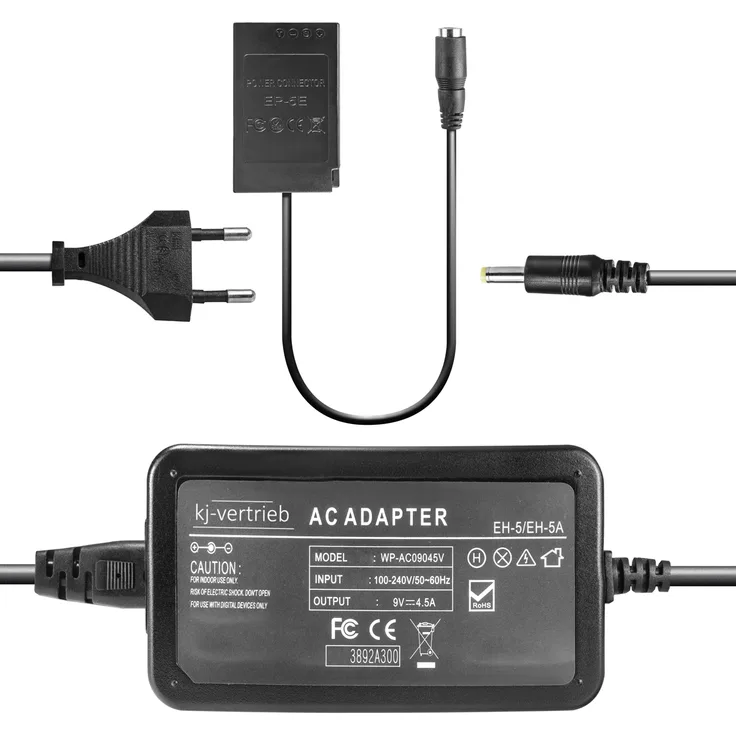 kj-vertrieb Netzteil mit Akkuadapter EP-5E für Nikon EH-5 - 9V 4,5A - 4,0 x 1,7 mm