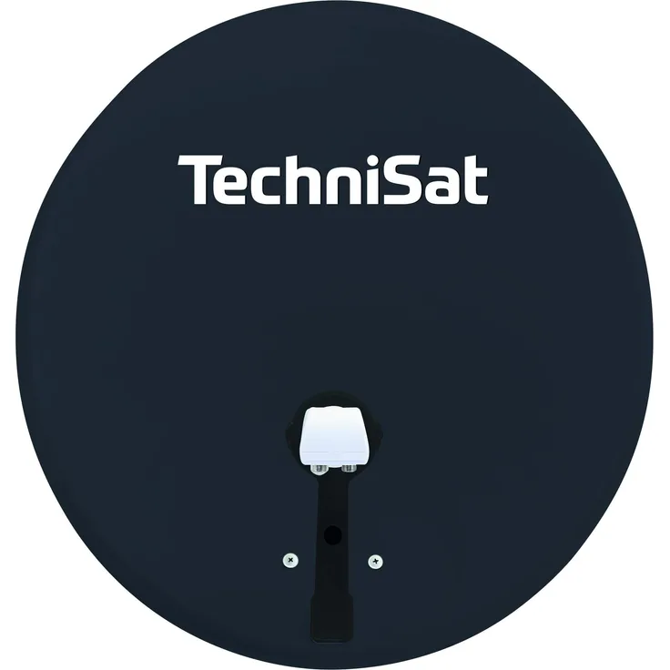 TechniSat TECHNITENNE 60 Satelliten-Schüssel für 2 Teilnehmer (60 cm digital Sat Anlage, Komplettset aus Antenne mit Masthalterung und Universal-Twin-LNB) anthrazit