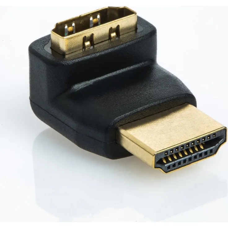 HDMI Winkel Adapter | 270° Winkel (Rechter Winkel) von HDMI A Buchse zu HDMI A Stecker 19pol | 1080p Vergoldete Stecker