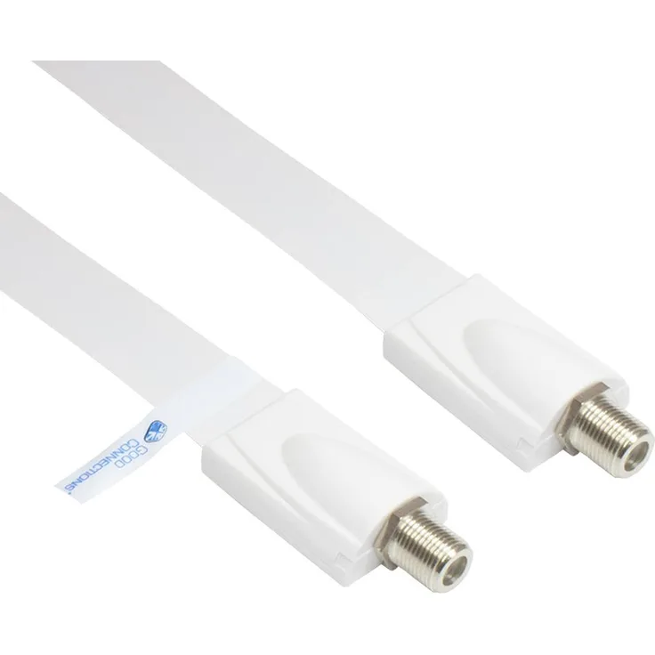 Good Connections SAT Tür-Fensterdurchführung - High-Quality, extrem flach - F-Kupplung an F-Kupplung - Gesamtlänge inkl. Stecker 26,5 cm, flexible Länge 17,5 cm - weiß