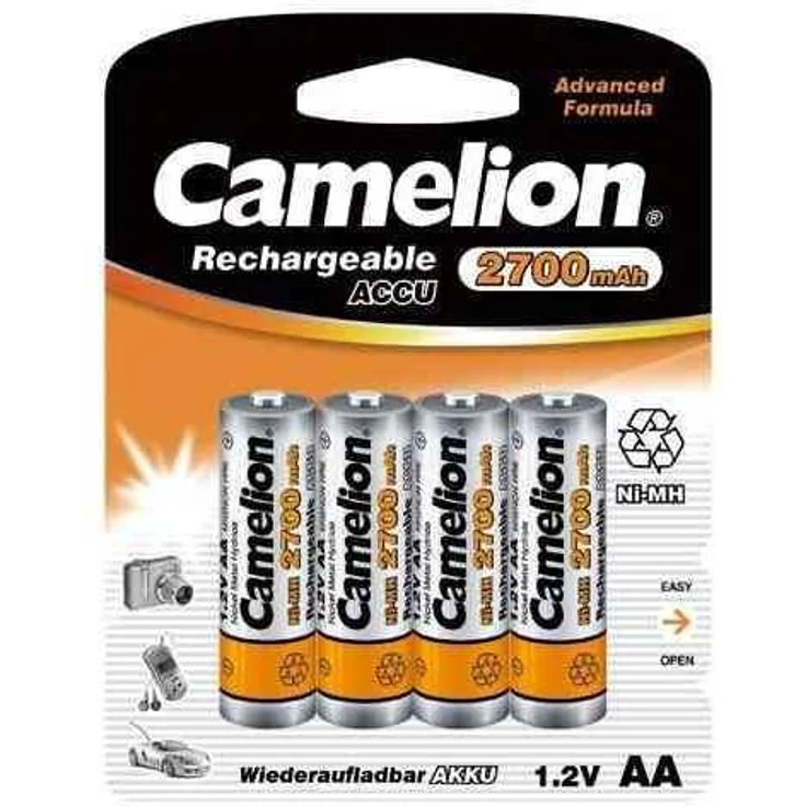 Camelion 17027406 Akku (NiMH, R6, Mignon, AA, 2700 mAh, inkl. Aufbewahrungsbox geeignet für 4 x Akkus) 4er-Pack – Bild 1
