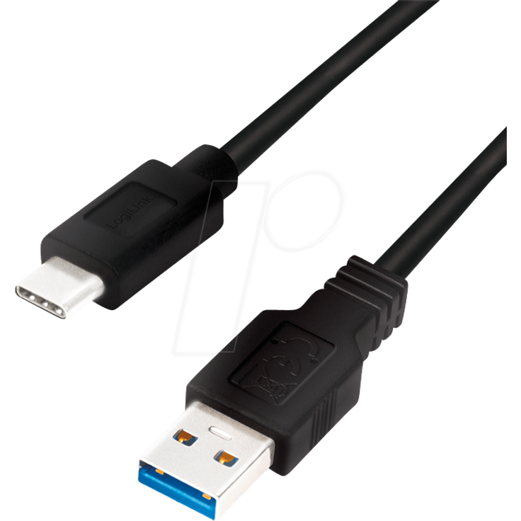LogiLink CU0166 - USB 3.2 Gen 1x1 Anschlusskabel, USB-A zu USB-C, Schwarz, 0.15m