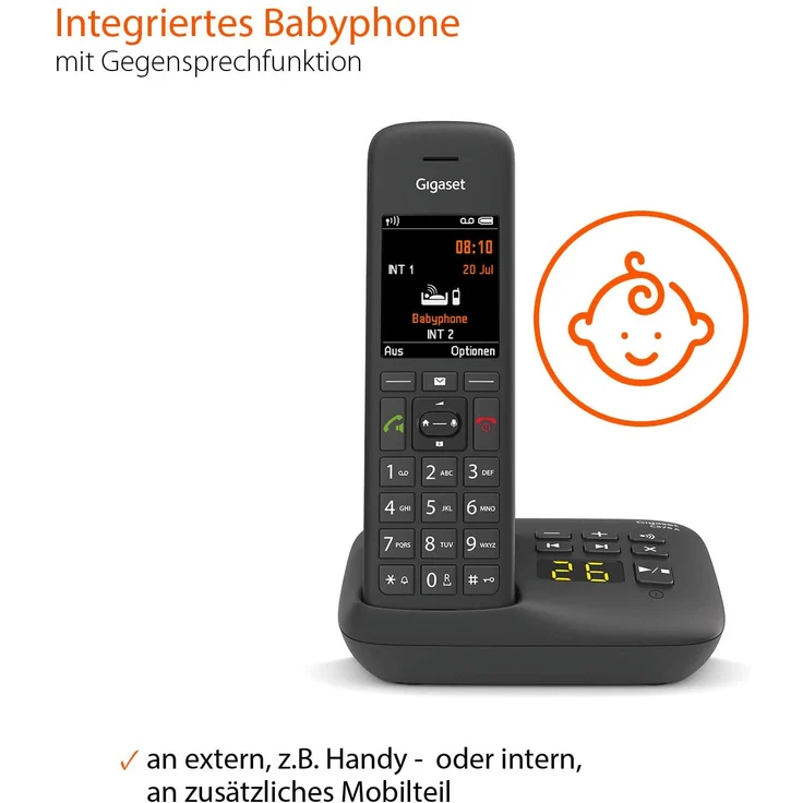 Gigaset C575A DECT Schnurlostelefon mit Anrufbeantworter für komfortables Telefonieren, mit großer Nummernanzeige, Farbdisplay und leichter Bedienbarkeit, Analog-Telefon, schwarz – Bild 6