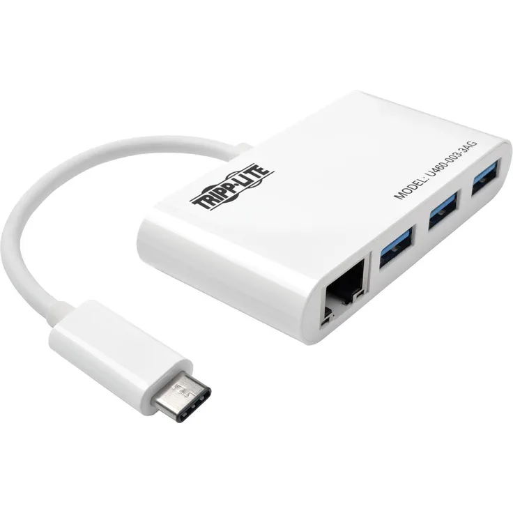 Tripp Lite 3-Port USB-C to USB-A Hub Portable w- Gigabit Ethernet Port RJ45