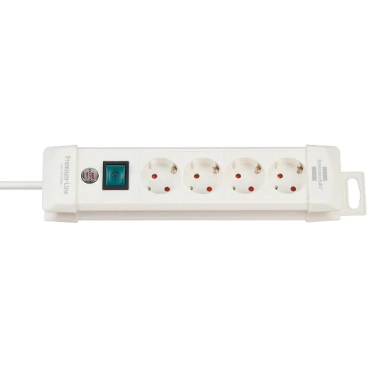 Brennenstuhl Premium-Line, Steckdosenleiste 4-fach (Steckerleiste mit Schalter und 1,8m Kabel - 45° Winkel der Schutzkontakt-Steckdosen, Made in Germany) weiß – Bild 1