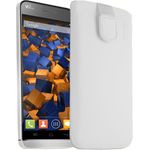 mumbi Echt Ledertasche kompatibel mit Wiko Wax Hülle Leder Tasche Case Wallet, Weiss