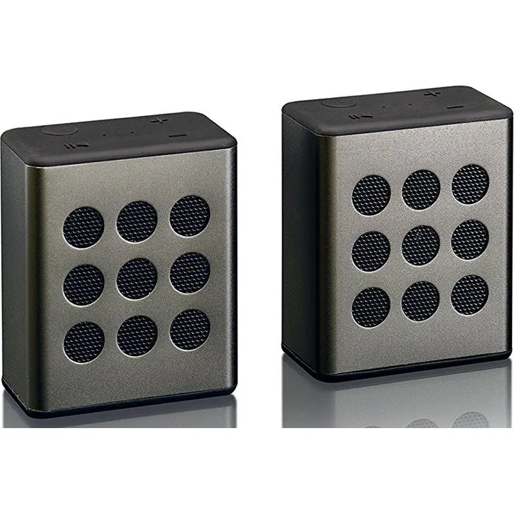 Lenco tragbares Stereo BTP-200 Stereolautsprecher-Set 2 x 2,5 Watt RMS inkl. USB-Kabel und AUXKabel, schwarz