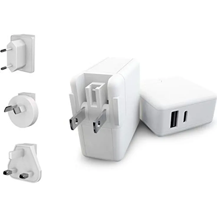 KMP Kompaktes Reise Ladegerät 42W - USB-A Port mit 12W Output - Power Delivery 3.0 & 5V 2,1A + USB-C Netzteil für MacBook-Pro, Nintendo Switch, Samsung, Google Pixel, iPhone XS-XS Max-XR etc