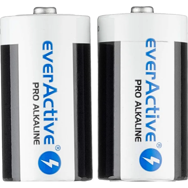 everActive C Batterien 2er Pack, Pro Alkaline, Baby LR14 R14 1.5V, höchster Leistung, 10 Jahre Haltbarkeit, 2 Stück – 1 Blisterkarte