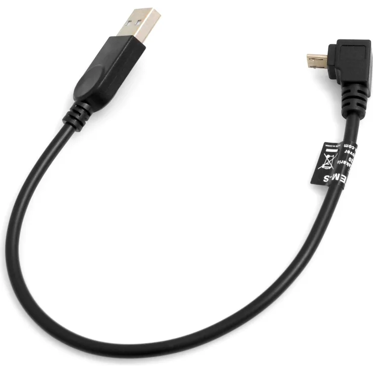 SYSTEM-S Micro USB Kabel 90° Grad abwärts gewinkelt Winkel Adapter Datenkabel Ladekabel 27 cm