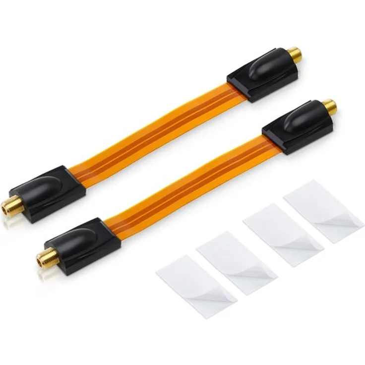 2x conecto Premium Fensterdurchführung für SAT Kabel koaxial inkl. Klebepads (F-Kupplung auf F-Kupplung, vergoldet) 20 cm