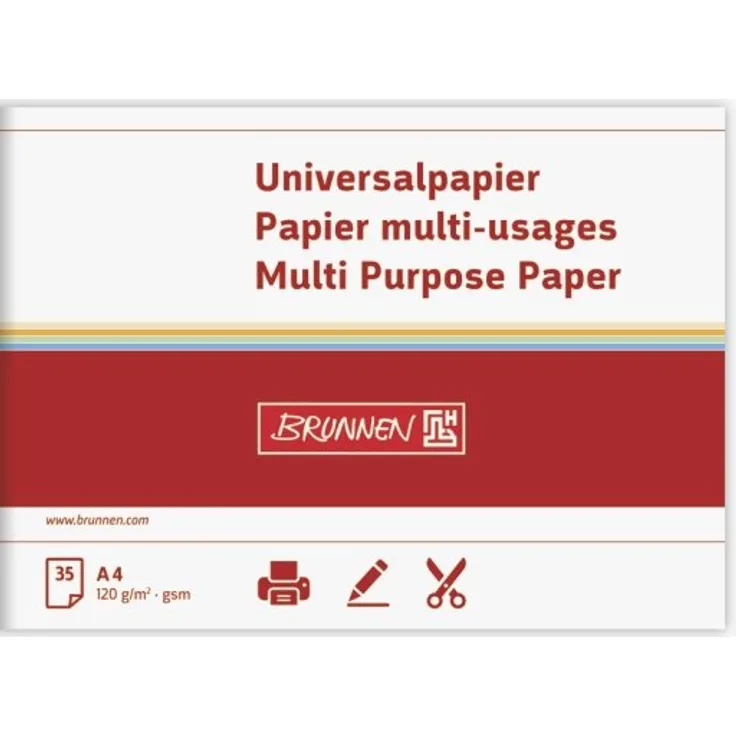 BRUNNEN 105123500 Multifunktions-Papier Universalpapier (A4, 120 g-qm, 35 Blatt) weiß