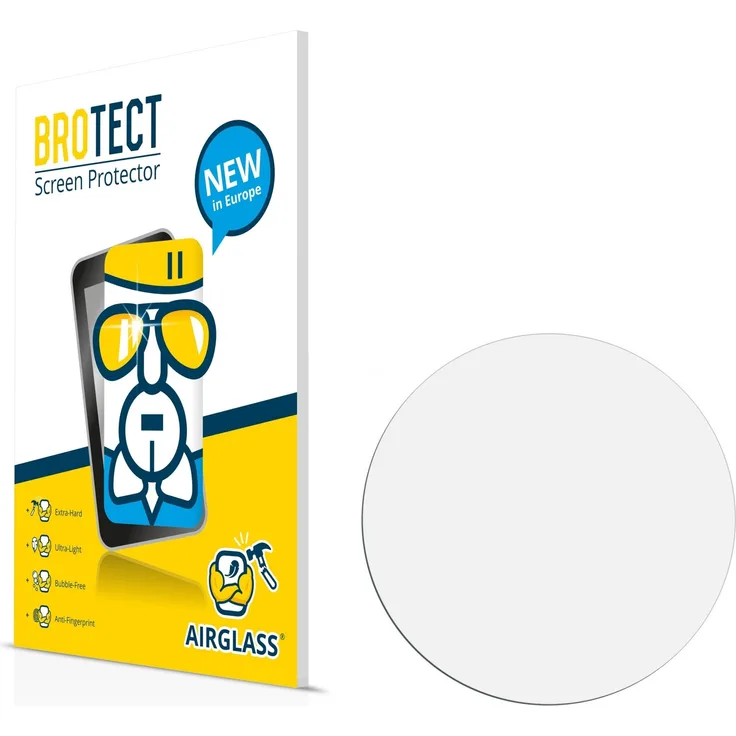 BROTECT AirGlass Flexible Glasfolie für Armbanduhren (kreisrund, Durchmesser: 53mm) Panzerglasfolie Schutzfolie Glas Folie – Klar, Extrahart, Ultraleicht