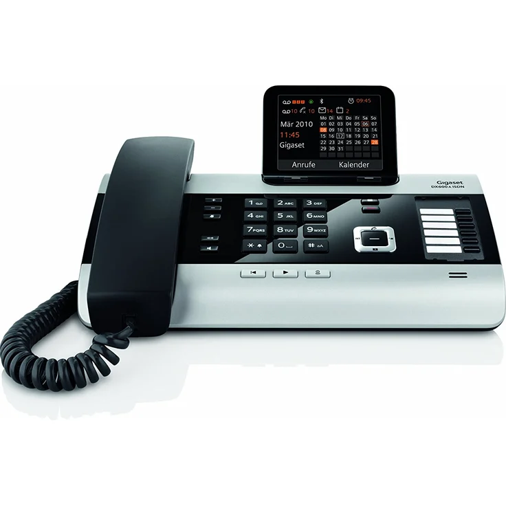 Gigaset DX600A ISDN-/DECT Telefon (mit 3 Anrufbeantwortern - Schnurtelefon mit großem Display), ISDN-Telefon, titanium – Bild 1