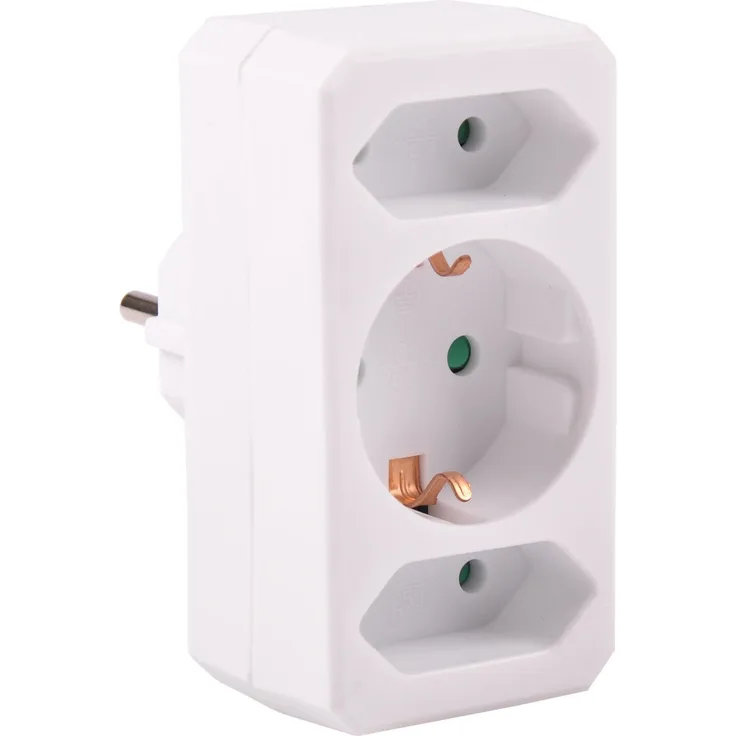 HEITECH 3 fach Steckdosenadapter mit Kindersicherung - geprüfte Mehrfachsteckdose ohne Schalter, Belastbarkeit bis max. 3500W - Adapterstecker Mehrfachstecker