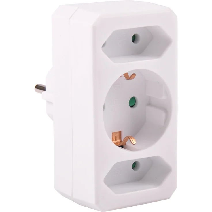 HEITECH 3 fach Steckdosenadapter mit Kindersicherung - geprüfte Mehrfachsteckdose ohne Schalter, Belastbarkeit bis max. 3500W - Adapterstecker Mehrfachstecker – Bild 1