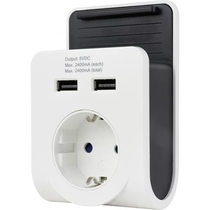 USB-Ladegerät 2-fach mit Ladeschale, weiß