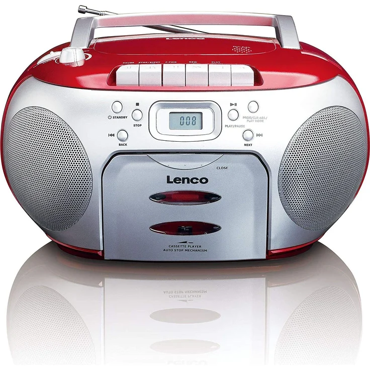 Lenco SCD-420RD CD-Radio, LCD-Display, rot, silber – Bild 4