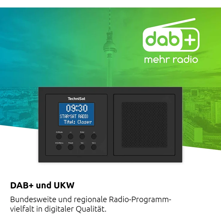 TechniSat DIGITRADIO UP 1 Unterputz-Radio mit Bluetooth, LCD-Display, spritzwassergeschützt, Wecker, schwarz – Bild 7