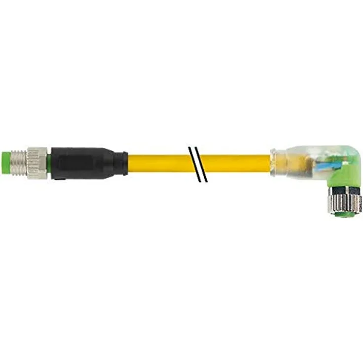 M8 Stecker 0° - M8 Buchse 90° LED