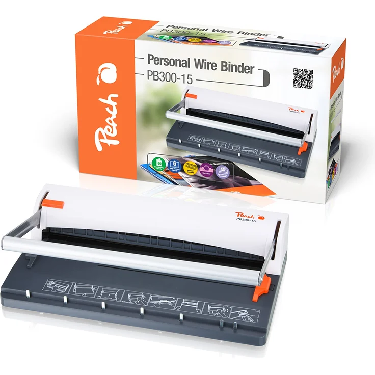 Peach PB300-15 Draht Bindemaschine | Personal Wire Binder Closer DIN-A4 | Testsieger | bindet 60 Seiten | 8 mm Binderücken | 6 Blatt Stanzkapazität – Bild 1