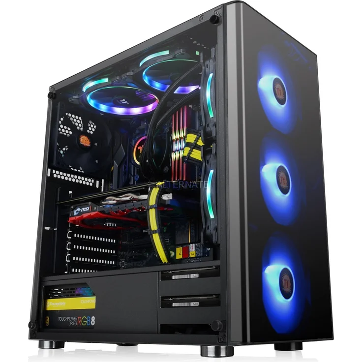 Thermaltake V200 Tempered Glass RGB Edition, Gaming PC Gehäuse Schwarz – Bild 1