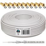 135dB 30m Koaxial SAT Kabel HQ-135 PRO 4-fach geschirmt für DVB-S / S2 DVB-C und DVB-T BK Anlagen + 10 vergoldete F-Stecker SET Gratis dazu