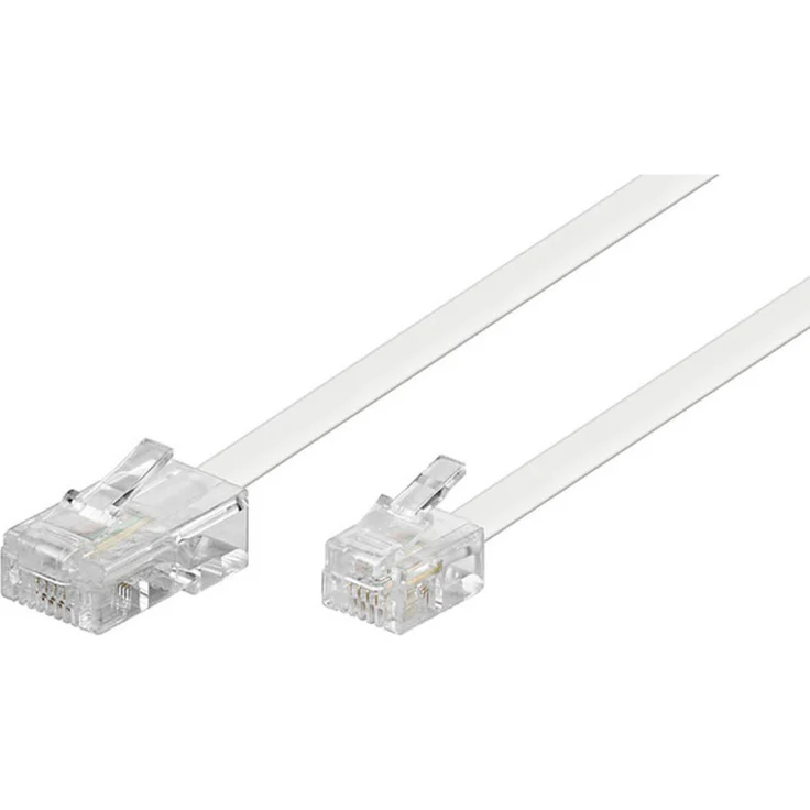Goobay 93059 Modularanschlusskabel 10 Meter, Weiß RJ45-Stecker (8P4C) auf RJ11-RJ14-Stecker (6P4C) – Bild 1