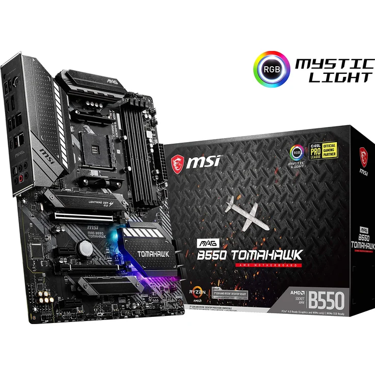 MSI MAG B550 Tomahawk Gaming Motherboard (AMD AM4, DDR4, PCIe 4.0, SATA 6Gb-s, M.2, USB 3.2 Gen 2, HDMI-DP, ATX) – Bild 1